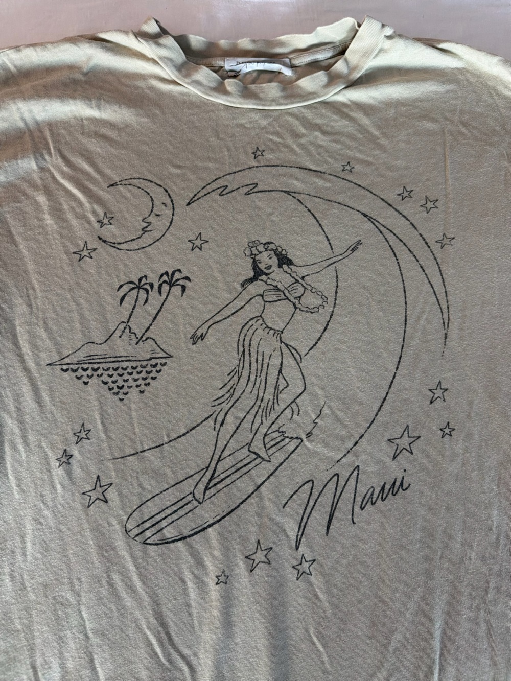Free People Gray Maui Hula Graphic Sleep Tee